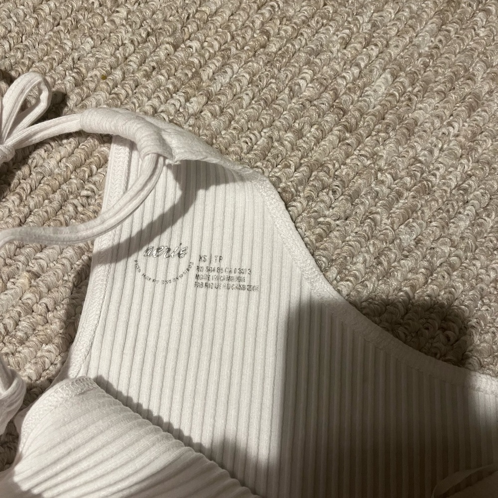 Aerie White Ribbed One-Shoulder Tank Top - Picture 2 of 3